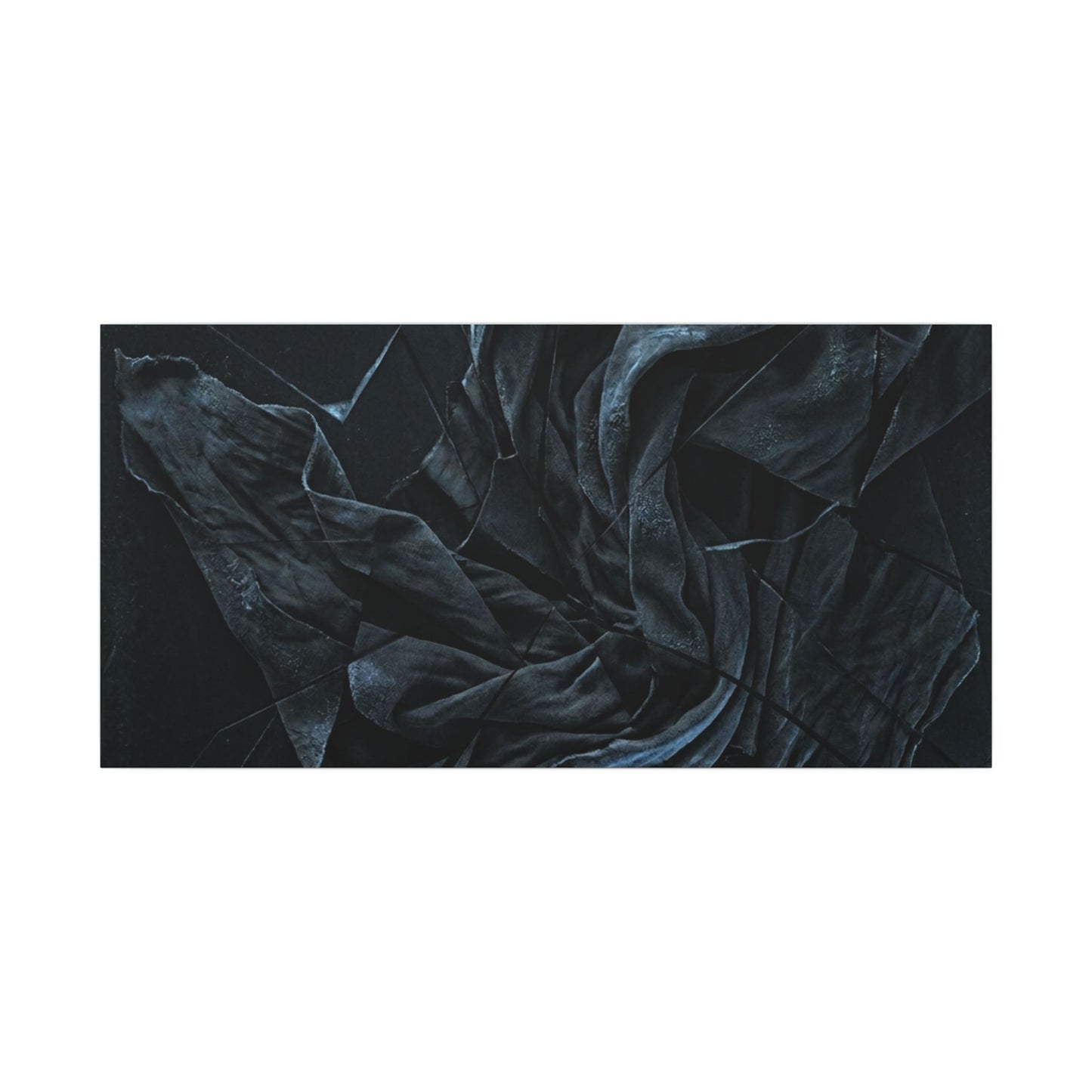 Dark Japandi Silk Drape in Moonlight | Moody Minimal Canvas Art