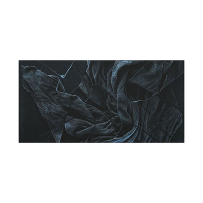 Dark Japandi Silk Drape in Moonlight | Moody Minimal Canvas Art