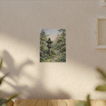 Neutral Stone Lantern Canvas Art - Watercolor Japandi