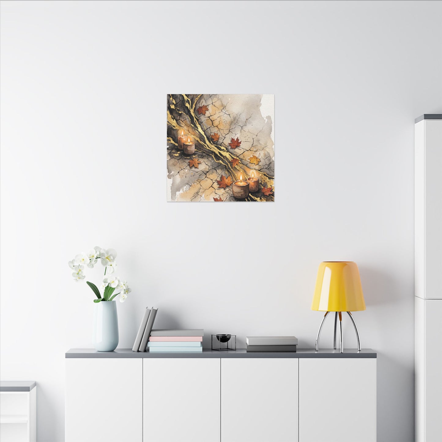 Cracked Earth Autumn Canvas Art | Japandi Warm Design