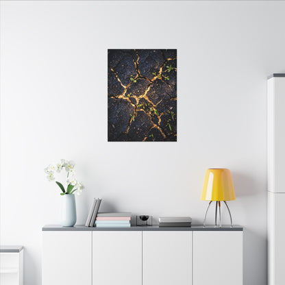 Spring Cracked Earth Crackle Gold Canvas Art | Healing Decor
