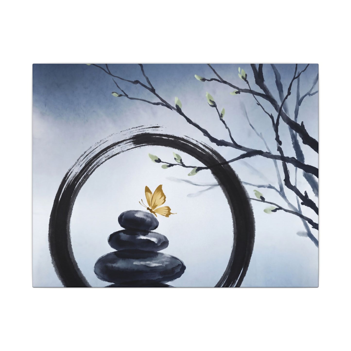 River Stones Spring Canvas Art | Zen Peaceful Design Art Print
