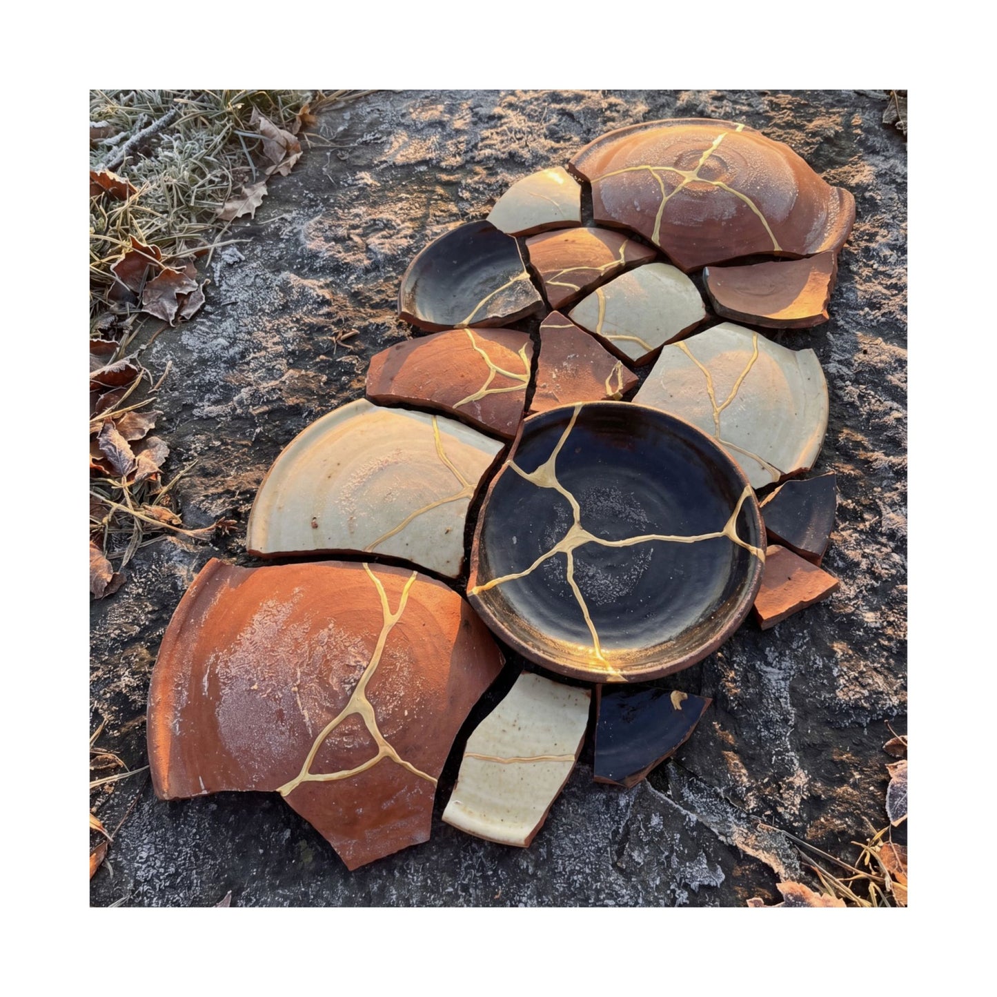 Winter Broken Pottery Gold Vein Wall Art Print | Philosophical Decor