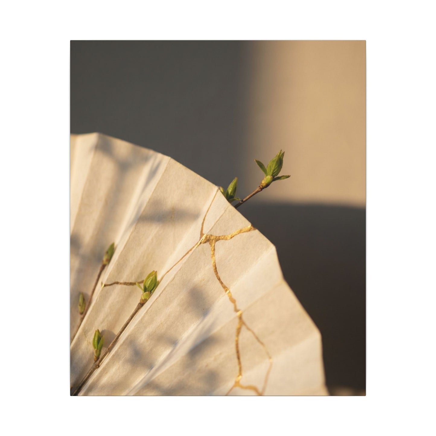Paper Fold Gold Vein Canvas Art | Healing Kintsugi Art