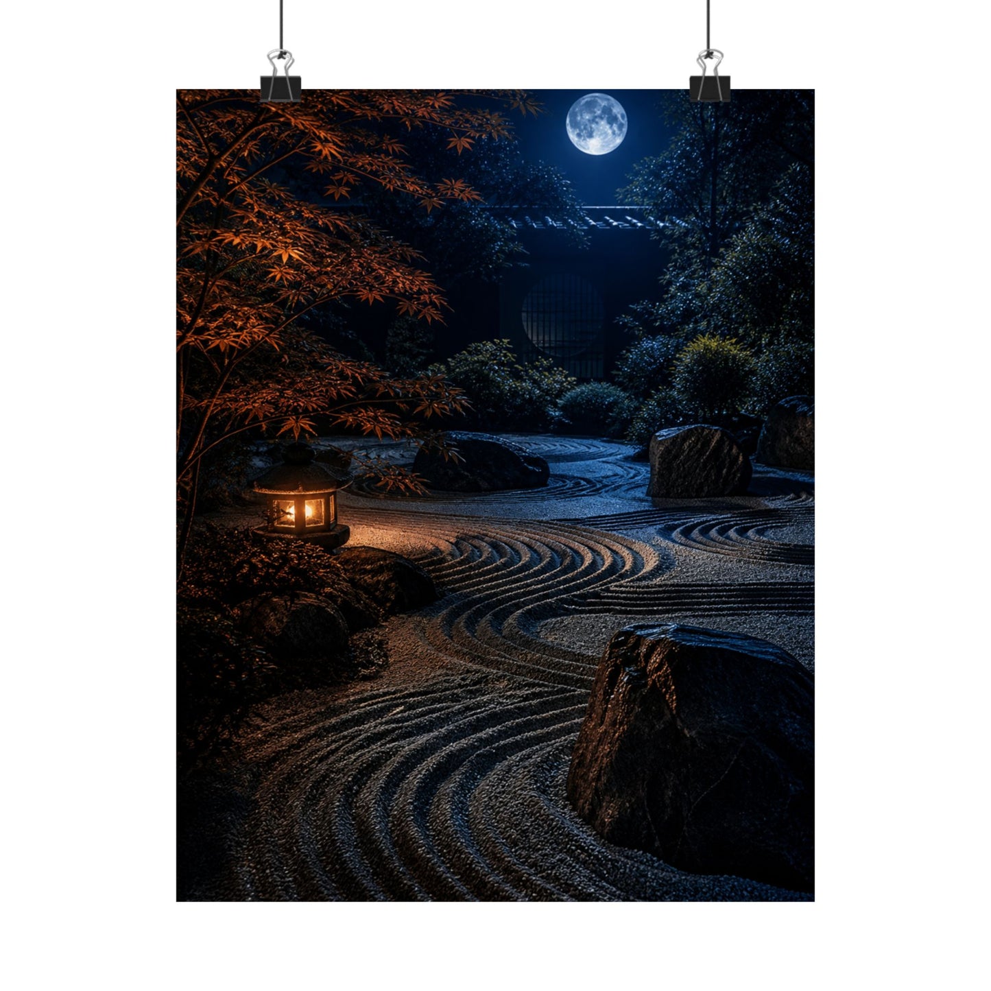 Datsuzoku Rock Garden Wall Art Print - Dark Japandi Shadow Zen