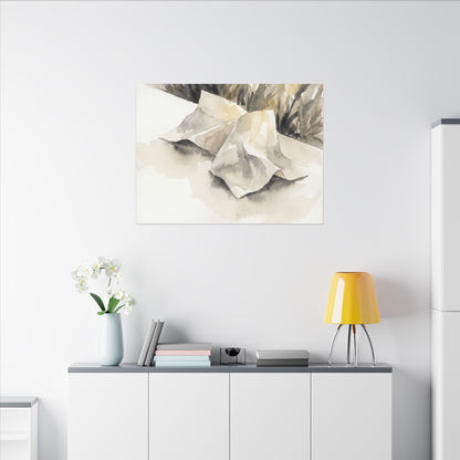 Paper Fold Watercolor Canvas Art | Warm Japandi Art