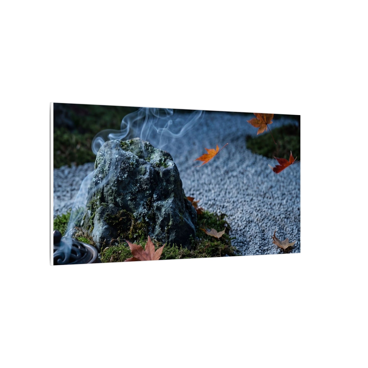 Autumn Incense Smoke Karesansui Canvas Art | Calm Decor