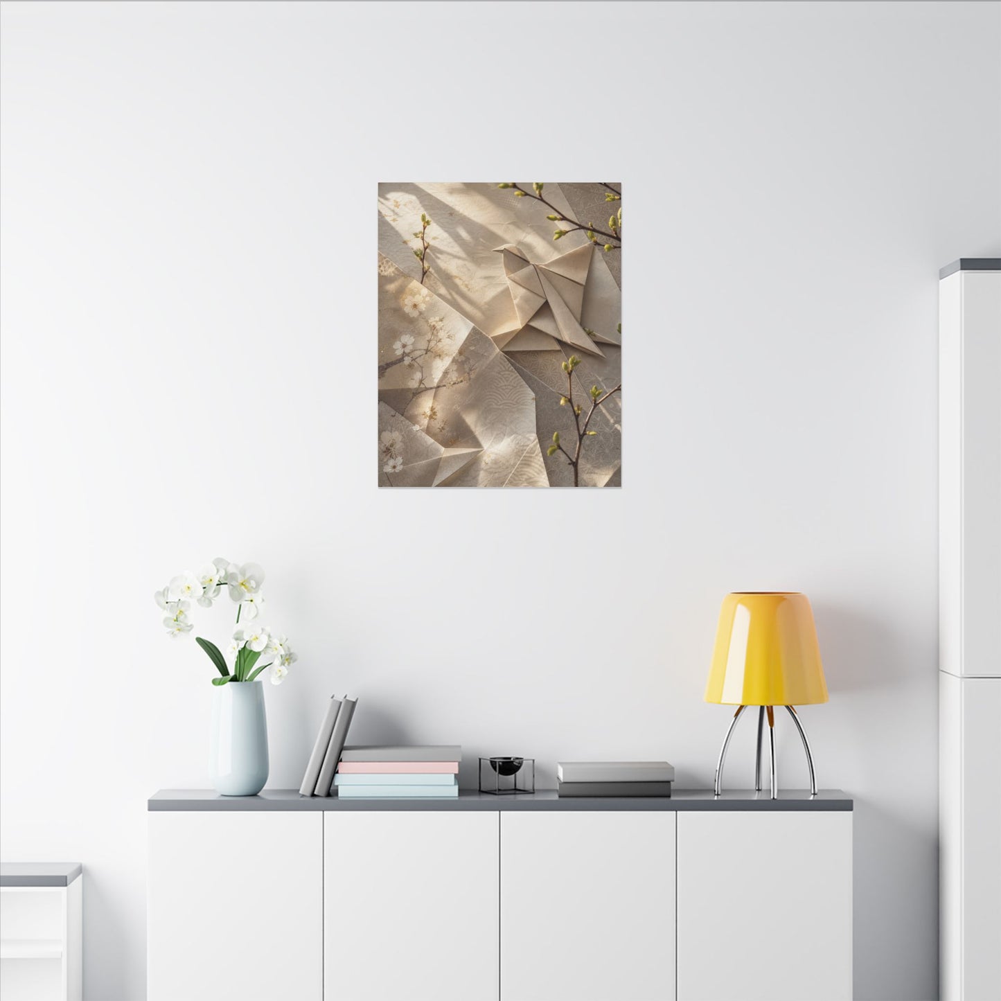 Golden Hour Paper Fold Canvas Art - Japandi Fukinsei