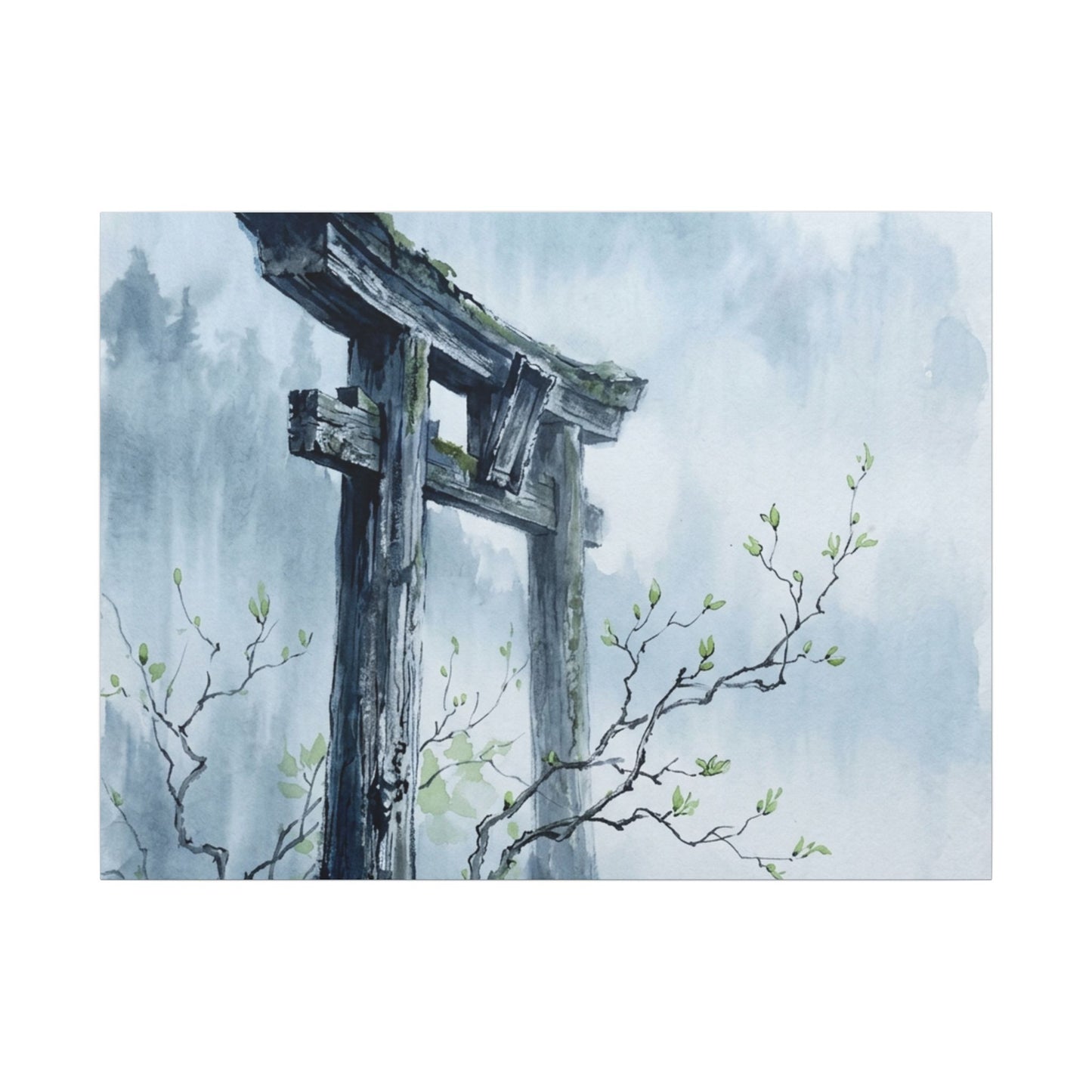 Torii Gate Canvas Art | Spring Zen Sumi E Art Art Print