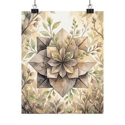 Golden Hour Paper Fold Wall Art Print - Japandi Mono No Aware Art Print