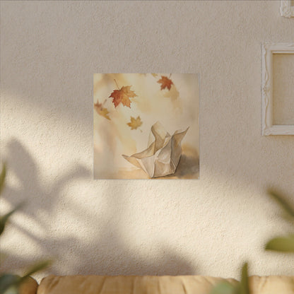 Japandi Paper Fold in Golden Hour | Watercolor Canvas Art