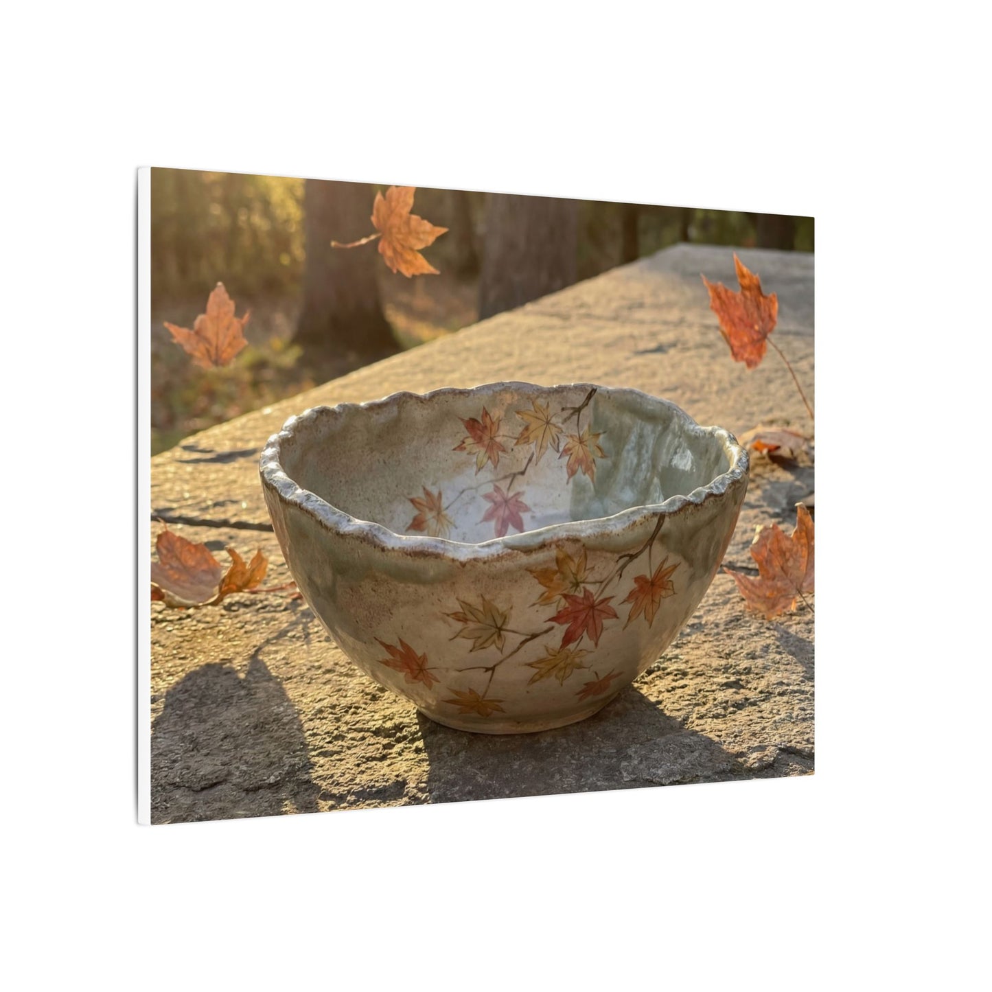 Japandi Ceramic Bowl in Golden Hour | Japanese Pattern Canvas Art