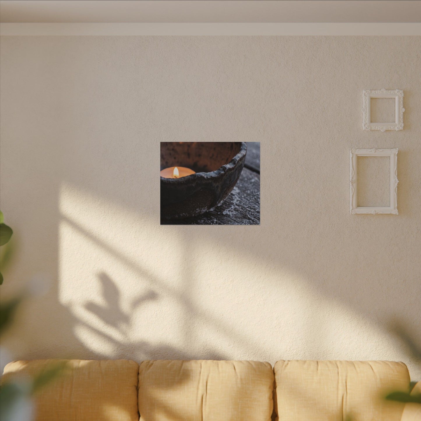 Atmospheric Ceramic Bowl Canvas Art - Moody Minimal Dark Japandi