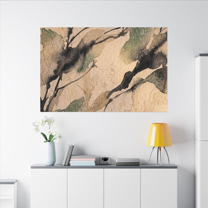 Japandi Shadow Play in Golden Hour | Watercolor Canvas Art