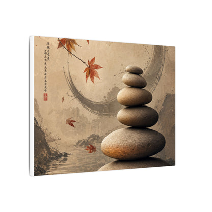 Japandi River Stones in Candlelight | Japanese Pattern Canvas Art
