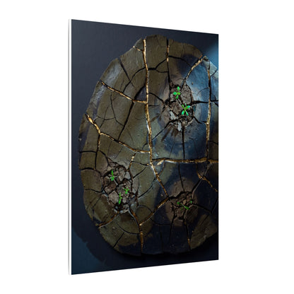Dark Japandi Cracked Earth in Moonlight | Moody Minimal Canvas Art