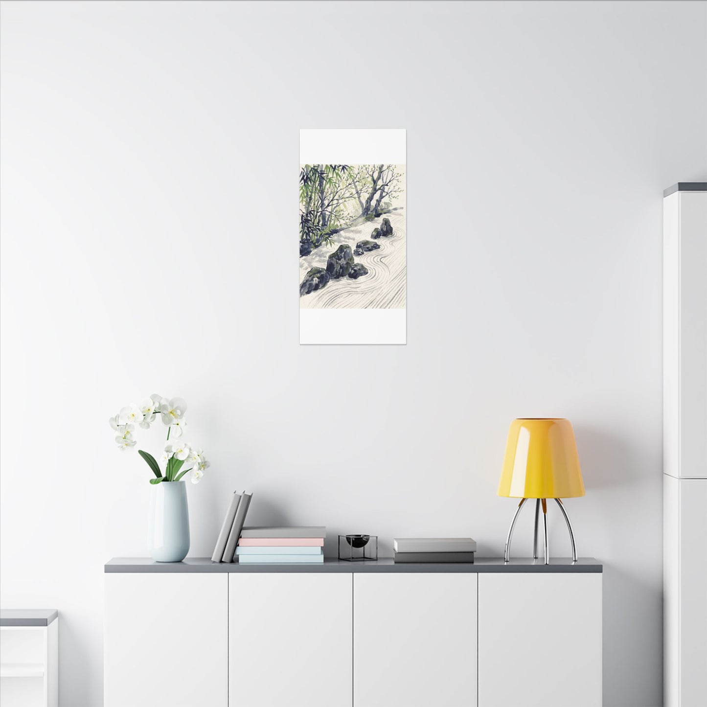 Dappled Rock Garden Canvas Art - Zen Mono No Aware