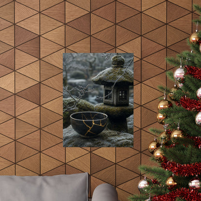 Stone Lantern Winter Wall Art Print | Kintsugi Beautiful Design