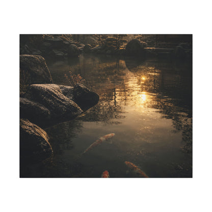 Winter Koi Pond Shadow Zen Canvas Art | Bold Decor