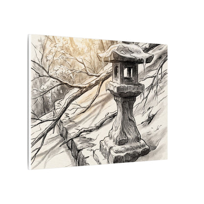 Golden Hour Stone Lantern Canvas Art - Japandi Kanso