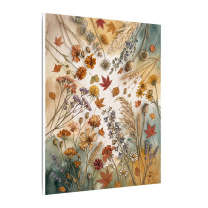 Dried Flowers Canvas Art | Autumn Japandi Watercolor Art