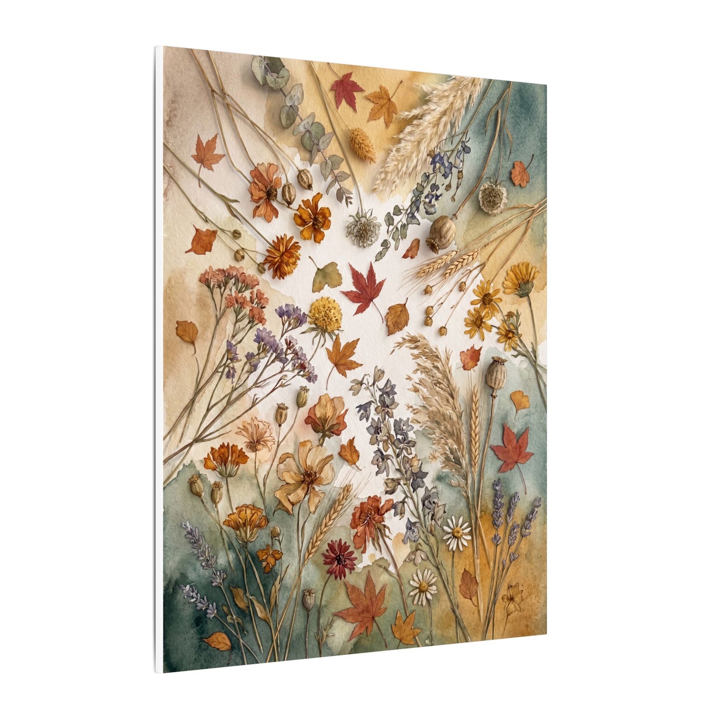 Dried Flowers Canvas Art | Autumn Japandi Watercolor Art