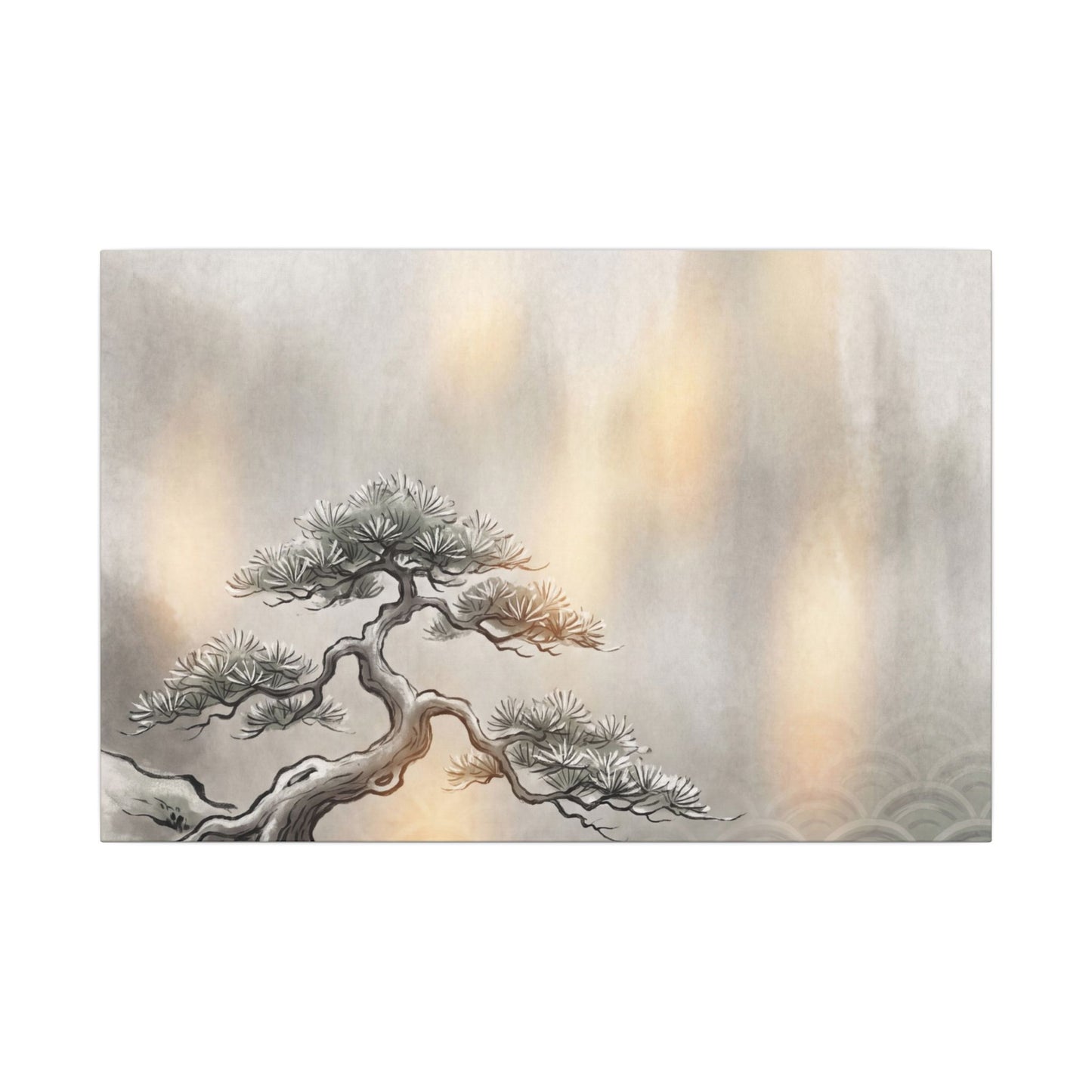 Pine Tree Canvas Art | Winter Japandi Japanese Pattern Art
