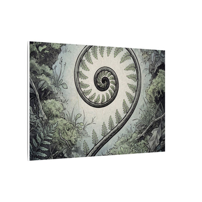 Zen Fern Unfurling in Dawn | Ukiyo E Inspired Canvas Art