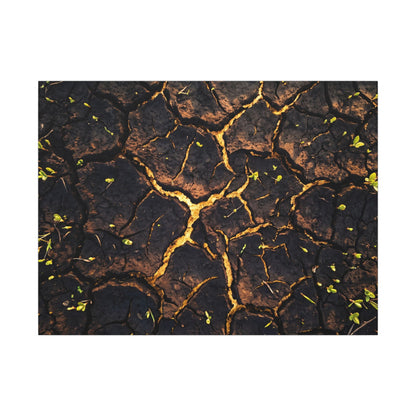 Cracked Earth Moody Minimal Canvas Art | Sophisticated Dark Japandi Art