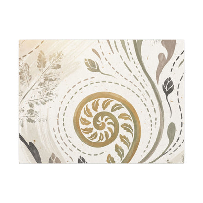 Japandi Fern Unfurling in Golden Hour | Japanese Pattern Canvas Art Art Print