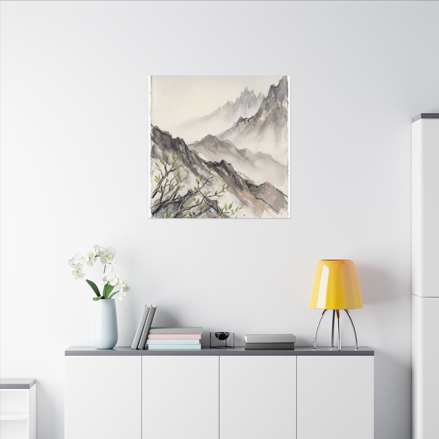 Spring Mountain Mist Texture Canvas Art | Warm Decor