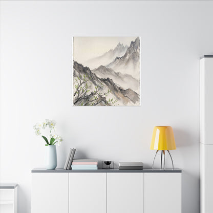 Spring Mountain Mist Texture Canvas Art | Warm Decor