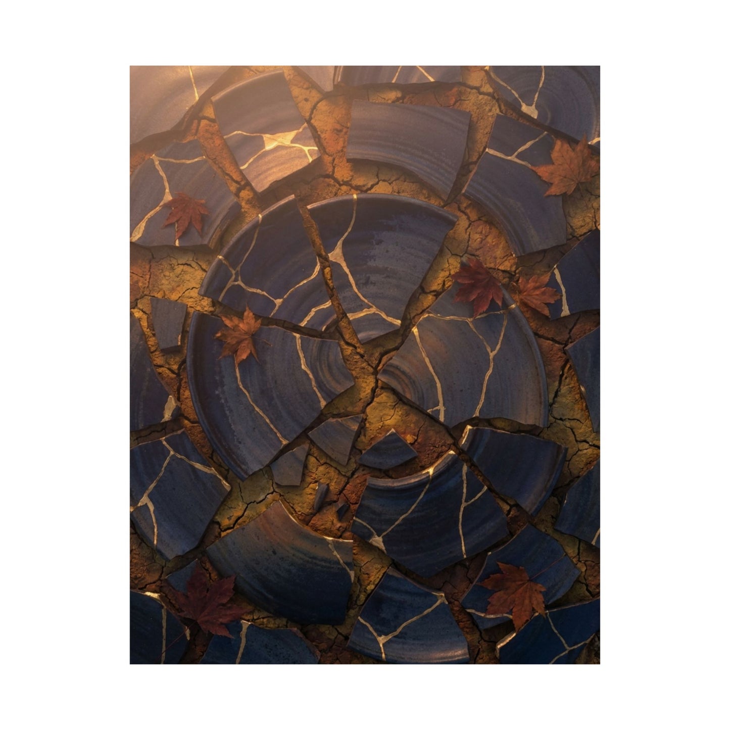 Autumn Cracked Earth Gold Repair Wall Art Print | Beautiful Decor