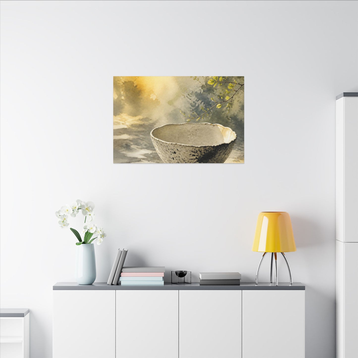 Cozy Ceramic Bowl Canvas Art - Watercolor Japandi