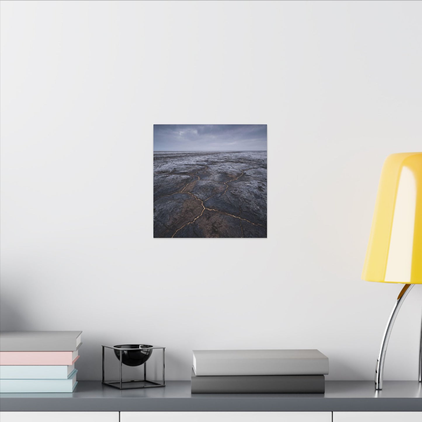 Dark Japandi Cracked Earth in Overcast | Dark Texture Canvas Art