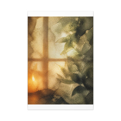 Cozy Shoji Screen Canvas Art - Watercolor Japandi