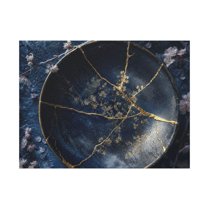 Cherry Blossom Winter Canvas Art | Kintsugi Philosophical Design
