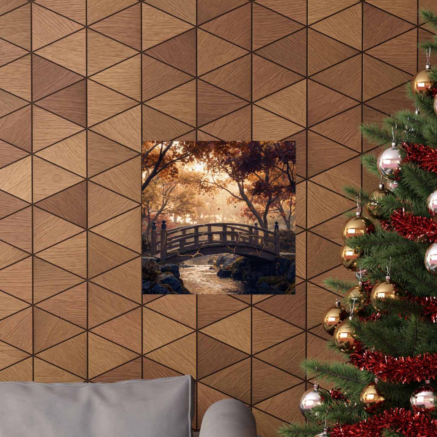 Philosophical Wooden Bridge Wall Art Print - Gold Vein Kintsugi