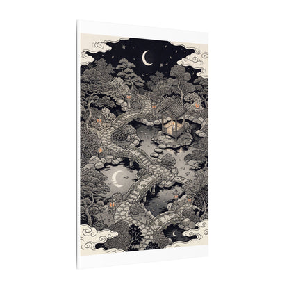 Moonlit Garden Ukiyo E Inspired Canvas Art | Serene Zen Art