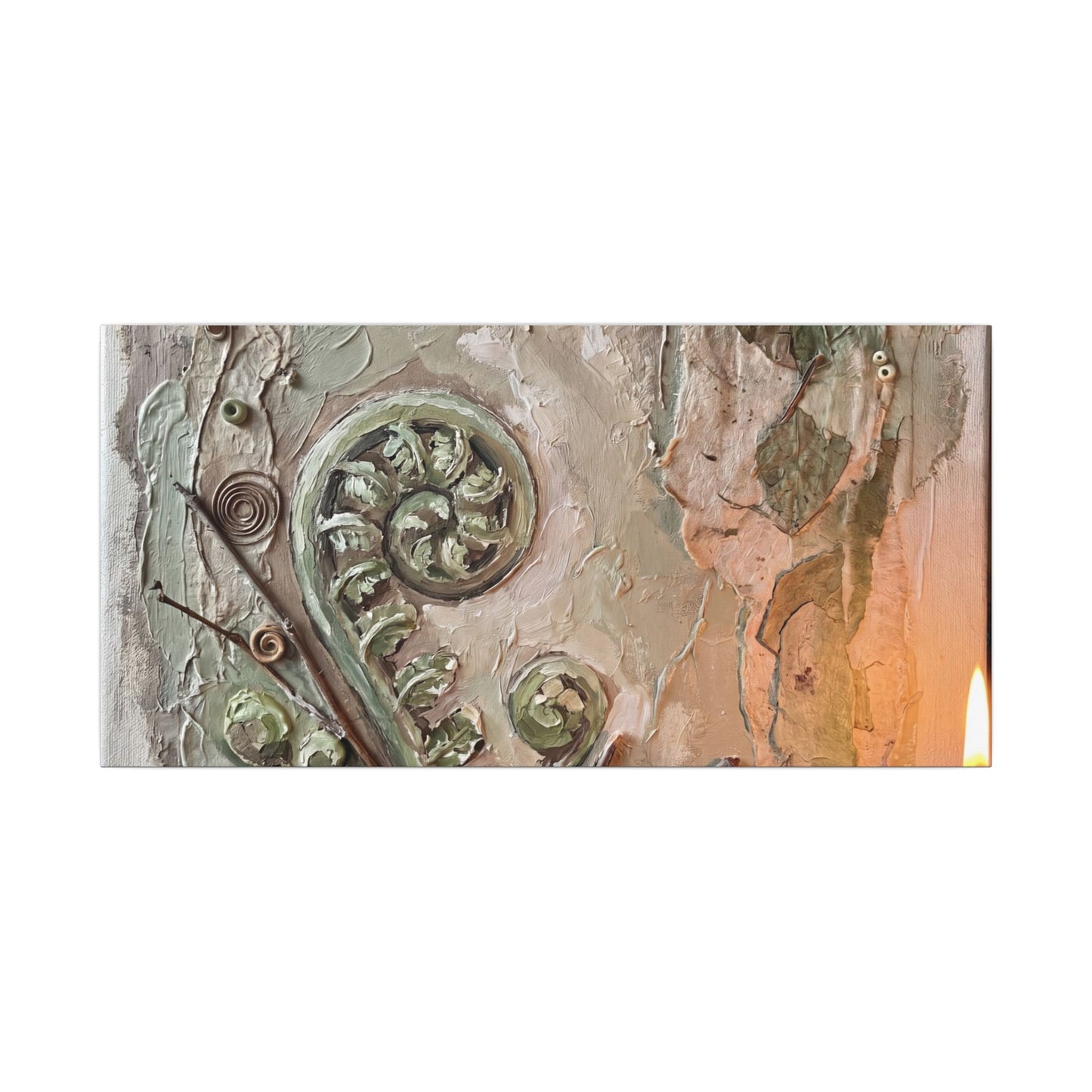 Japandi Fern Unfurling in Candlelight | Texture Canvas Art