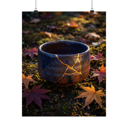 Moonlit Garden Wall Art Print | Autumn Kintsugi Gold Repair Art Art Print