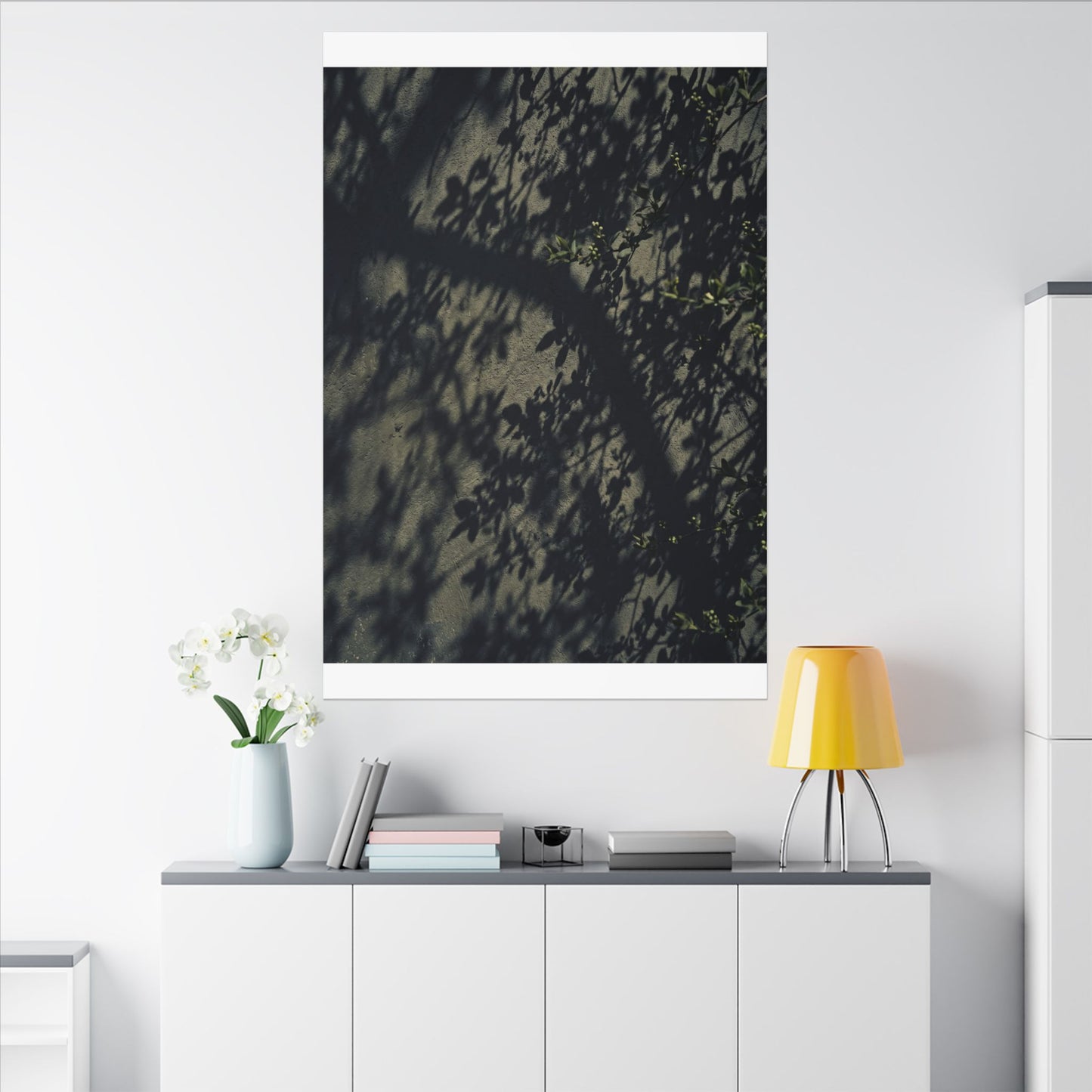 Atmospheric Shadow Play Canvas Art - Moody Minimal Dark Japandi