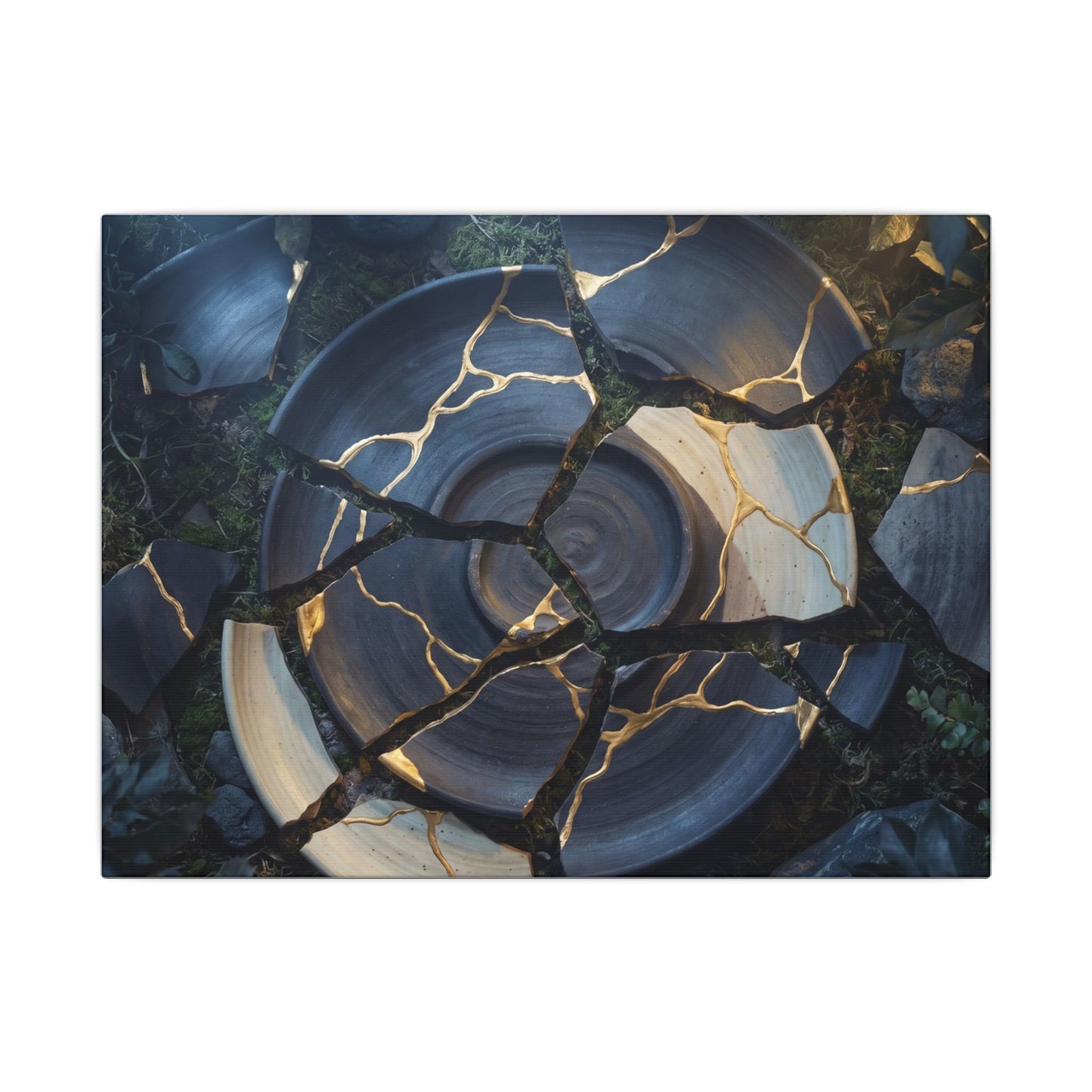 Resilient Broken Pottery Canvas Art - Gold Vein Kintsugi Art Print