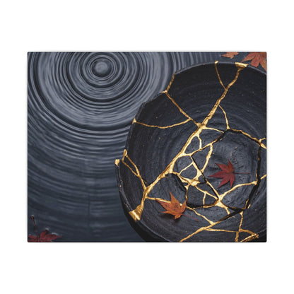 Philosophical Water Ripple Canvas Art - Gold Repair Kintsugi
