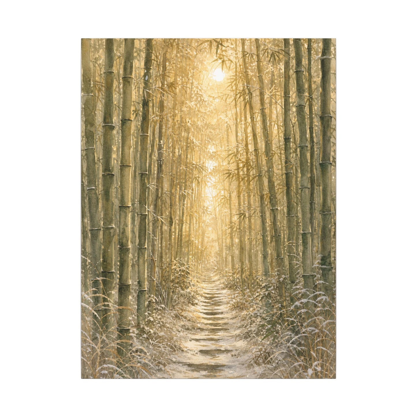 Bamboo Grove Winter Canvas Art | Japandi Elegant Design