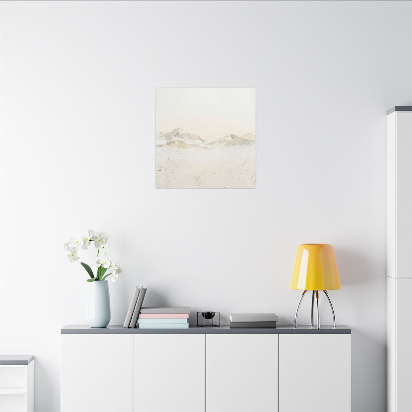 Mountain Mist Winter Canvas Art | Japandi Warm Design