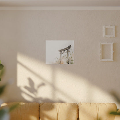 Fukinsei Torii Gate Canvas Art - Japandi Watercolor