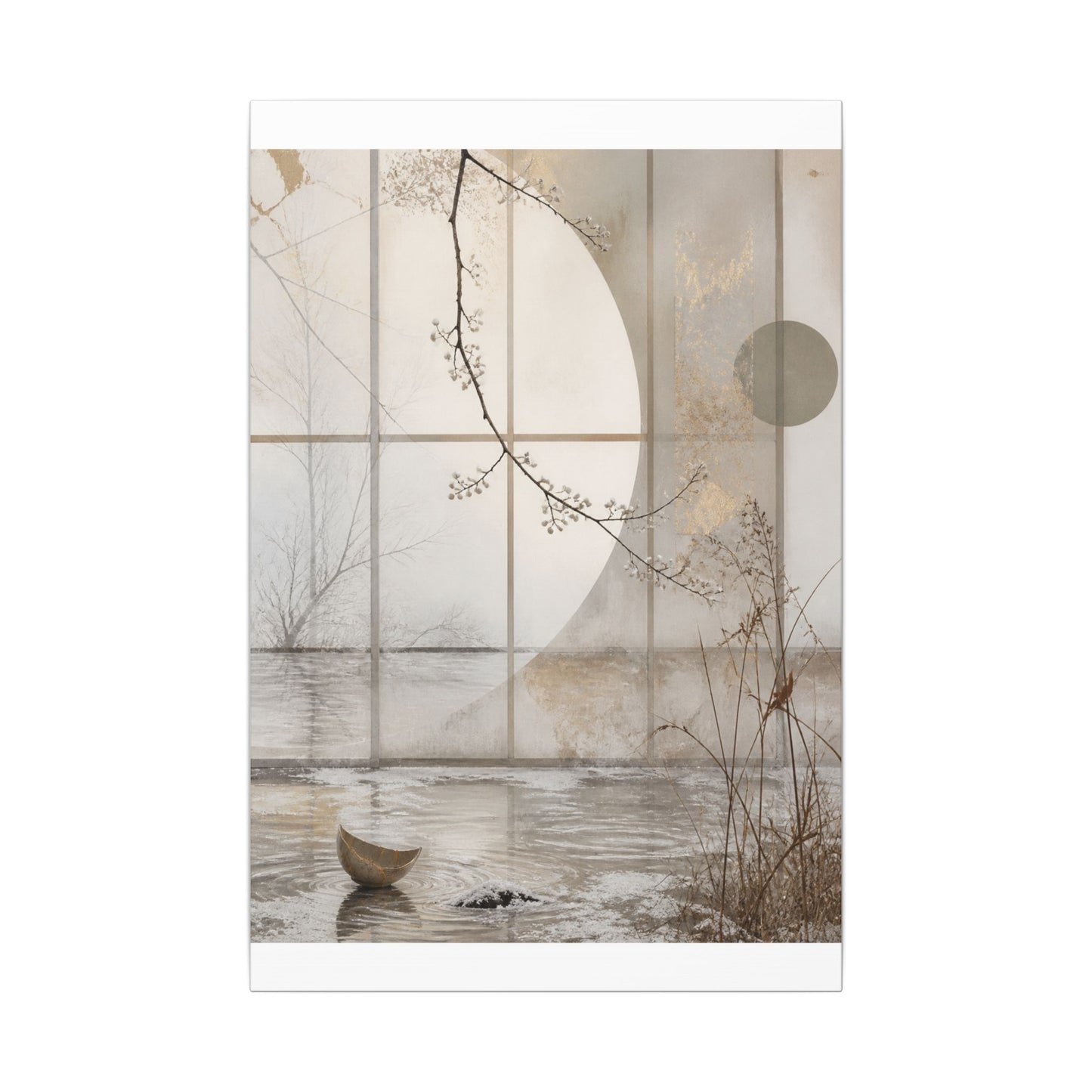 Winter Shoji Screen Japanese Pattern Canvas Art | Elegant Decor