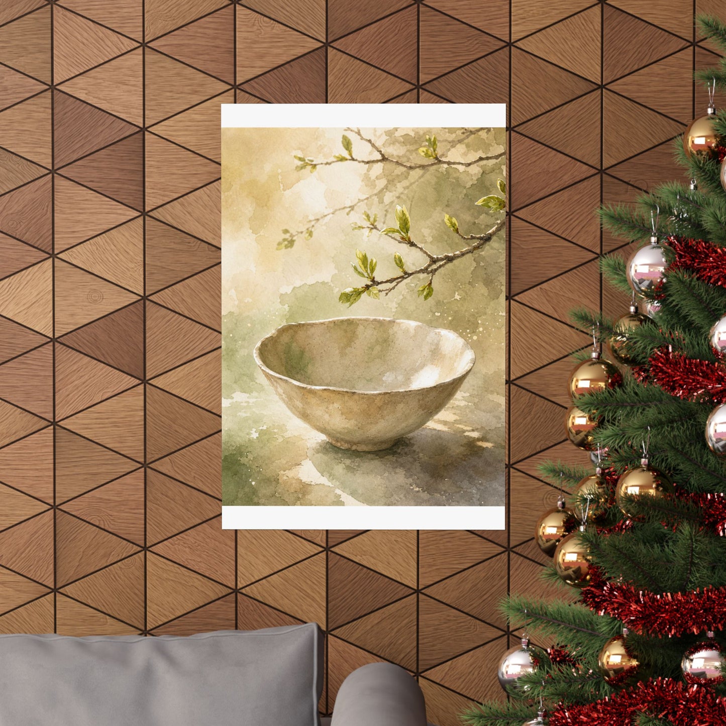 Neutral Ceramic Bowl Wall Art Print - Watercolor Japandi