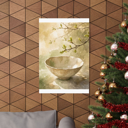 Neutral Ceramic Bowl Wall Art Print - Watercolor Japandi